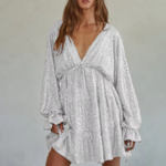 mini robe à paillettes blanche femme