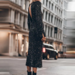 robe longue à sequins noire femme dos nu