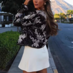 veste à paillettes noire argentée chic femme
