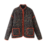 veste en coton imprimée fleurie noire