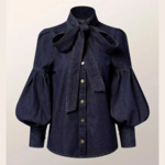 Blouse en jean col noué
