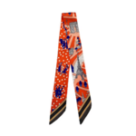 Foulard fin ruban imprimé orange tour eiffel