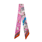 Foulard fin ruban imprimé rose tour eiffel