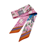 Foulard fin ruban imprimé rose (2)