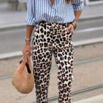 pantalon crayon imprimé léopard slim