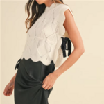 pull sans manches blanc noué