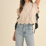 pull sans manches beige noué