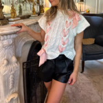 pull sans manches tricot noeud blanc