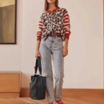 cardigan en laine imprimé léopard pour femme tendance