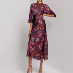 Robe de soirée en satin à imprimé floral pour femme (2)