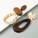 Boucles doreilles longues asymétriques en bois vintage pour femme (3)