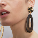 Boucles doreilles longues asymétriques en bois vintage pour femme