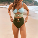 Maillot de bain une pièce échancré multicolore (2)