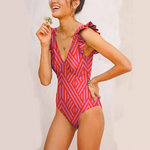 maillot une pièce rouge imprimé