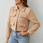 blazer court femme beige chic