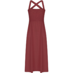 Robe longue à dos nu croisé pour femme marron (3)