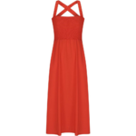 Robe longue à dos nu croisé pour femme corail
