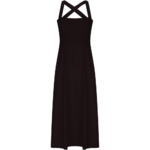 Robe longue à dos nu croisé pour femme noire (2)