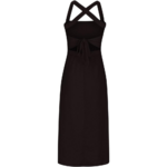 Robe longue à dos nu croisé pour femme noire (3)