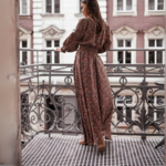robe longue portefeuille marron
