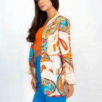Blazer imprimé orange tendance femme (2)