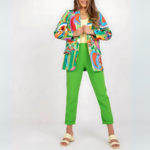 Blazer imprimé vert tendance femme