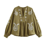blouse kaki brodée bohème
