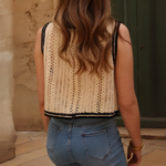 gilet sans manches en crochet noir et blanc été
