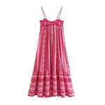 robe longue rose à bretelles femme tendance