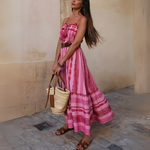 robe longue rose à bretelles femme été