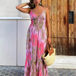 robe longue à bretelles imprimée chic été plage