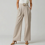 pantalon crème taille haute femme