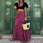 jupe longue fleurie rose et noire tendance