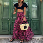 jupe longue fleurie rose et noire