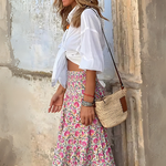 jupe longue fleurie rose femme