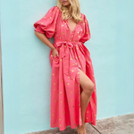 robe longue rose imprimée
