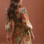 Robe maxi imprimée à col en V (2)