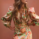 Robe maxi imprimée à col en V