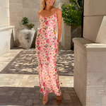 Robe longue à bretelles fleurie