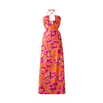 robe longue  dété satinée chic orange (3)