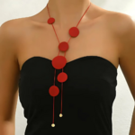 collier sautoir long rouge