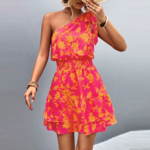 robe courte dété fleurie asymétrique (4)