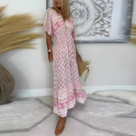 robe longue de plage rose tendance (2)