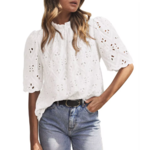 blouse à manches courtes en dentelle blanche (2)