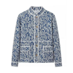 Veste en coton bleu fleurie femme (4)