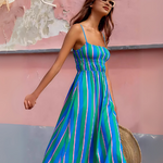 robe longue bleue à bretelles (2)