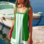 robe courte à bretelles verte