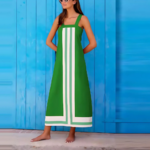robe longue à bretelles verte (2)