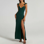 robe de soirée vert émeraude dos nu
