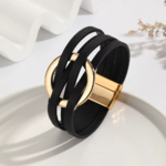 bracelet en cuir multirang noir (2)